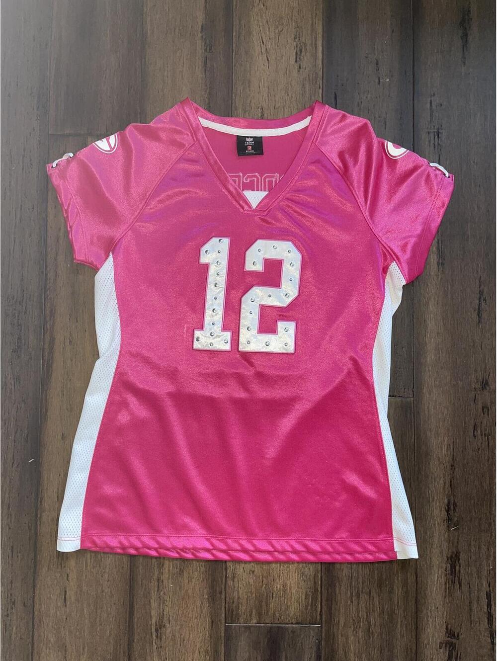 NFL Green Bay Packers #12 Aaron Rodgers Football Jersey Pink Sz M
